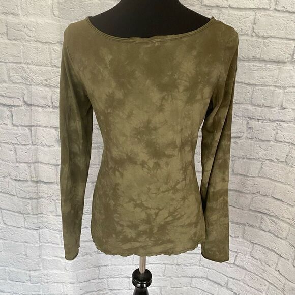 Express green women S tie dye Longsleeve scoopneck top w/beading - Picture 8 of 10
